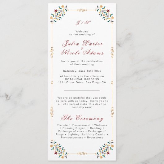  geometrie ingewikkelde klassieke motief bruiloft programmakaart (Voorkant)