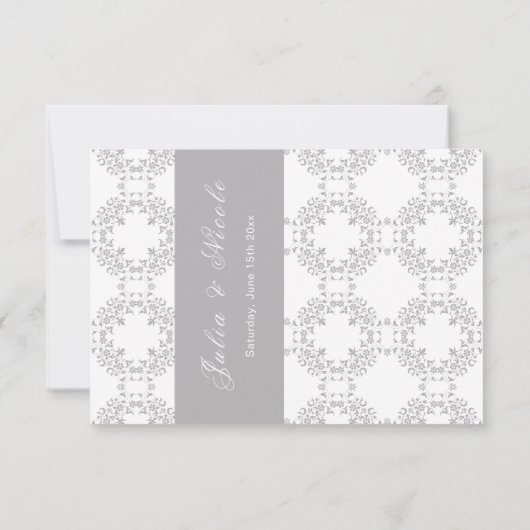  geometrie ingewikkelde klassieke motief bruiloft RSVP kaartje (Achterkant)