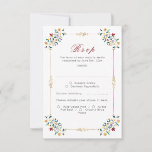  geometrie ingewikkelde klassieke motief bruiloft RSVP kaartje