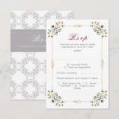  geometrie ingewikkelde klassieke motief bruiloft RSVP kaartje (Voorkant / Achterkant)