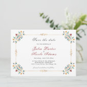  geometrie ingewikkelde klassieke motief bruiloft save the date (Staand voorkant)