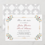  geometrie ingewikkelde klassieke motief bruiloft save the date (Voorkant / Achterkant)