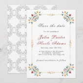  geometrie ingewikkelde klassieke motief bruiloft save the date (Voorkant / Achterkant)