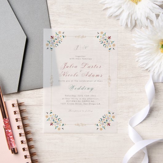 geometrie ingewikkelde klassieke motief bruiloft vellum uitnodigingen (Huwelijk)