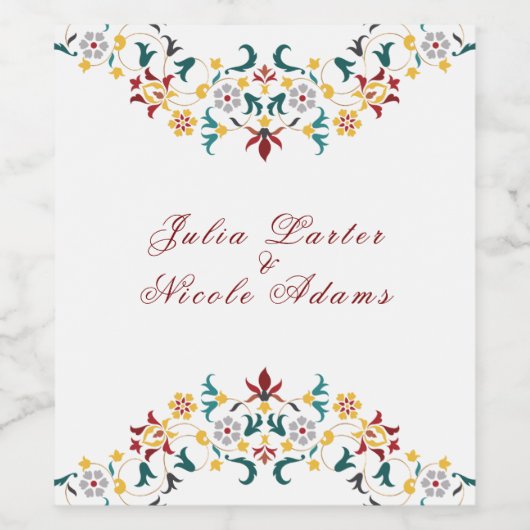  geometrie ingewikkelde klassieke motief bruiloft wijn etiket (Enkel label)