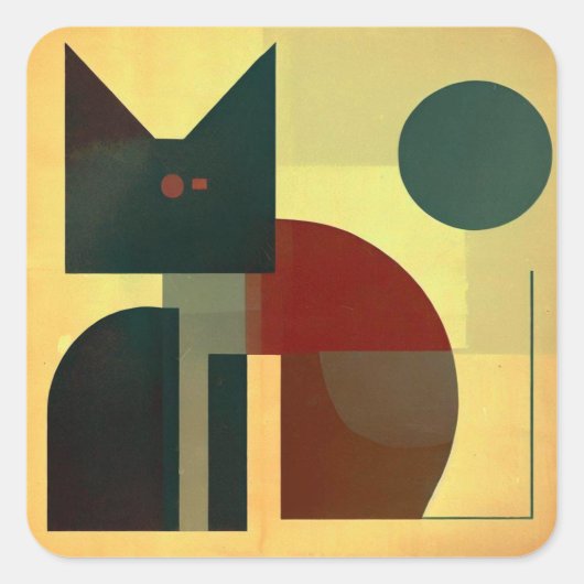 Geometrie Katze Vierkante Sticker (Voorkant)