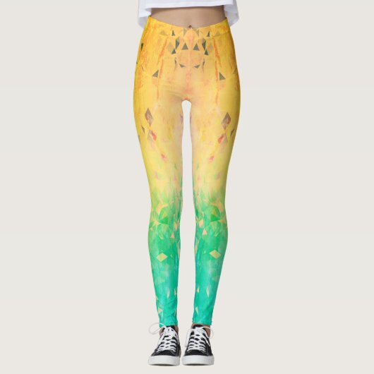 Geometrie - limoen met citroen leggings (Voorkant)