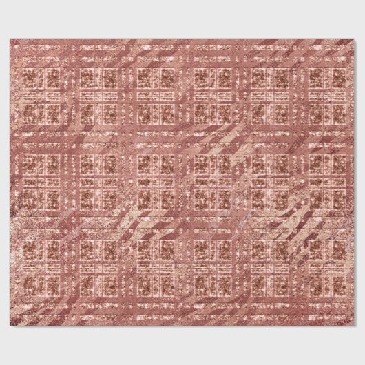 Geometrie Roos Goud Koperperzik Glitter Zebra Cadeaupapier (Vlak)