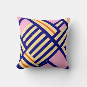 Geometrie Roze Geel en Blauw Kussen