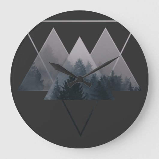 Geometrie Triangles Misty Fores Grote Klok (Voorkant)