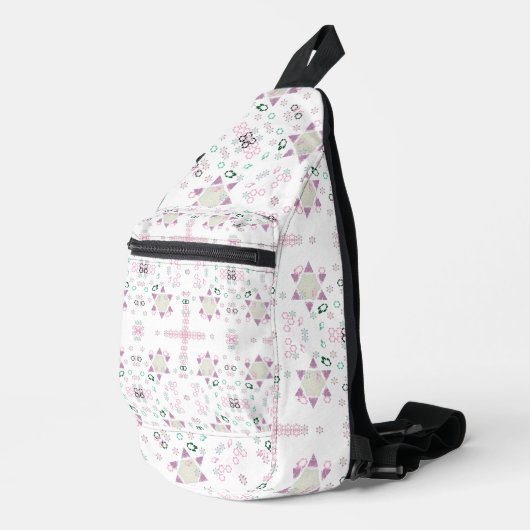 Geometrie Vormen Hexagon Wit Sling Bag (Rechterhoek)