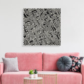 Geometrie zwart-wit doolhof – minimalistisch Abstr Canvas Afdruk (Insitu (Woonkamer))