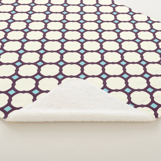 Geometrisch 007 neutraal en blauw sherpa deken (3/4)