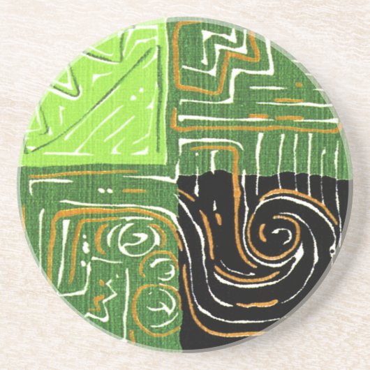 GEOMETRISCH 1 Onderzetter 4,5-INCH Ronde CHARTREUS (Voorkant)