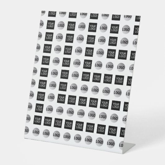 Geometrisch 2 Logo-patroonontwerp Reclamebord Met Voetstuk (Voorkant)