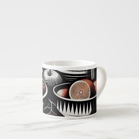geometrisch aardewerk espresso kop (Voorkant rechts)