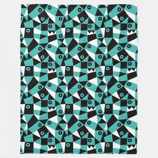 Geometrisch Abstract 030919 - Groen Zee Fleece Deken (Voorkant)