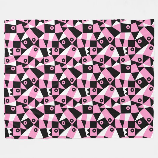 Geometrisch Abstract 030919 - Roze Fleece Deken (Voorkant (Horizontaal))