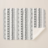 Geometrisch Abstract Aztec Grijs en Wit Sherpa Deken (Voorkant (horizontaal))