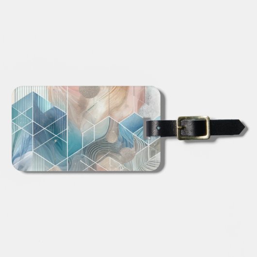 Geometrisch Abstract Bagagelabel – Blauw & Neutraa (Voorkant horizontaal)