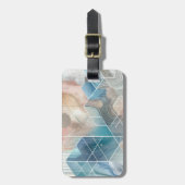 Geometrisch Abstract Bagagelabel – Blauw & Neutraa (Voorkant verticaal)