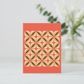 Geometrisch Abstract blad Sinaasappel rood Briefkaart (Staand voorkant)