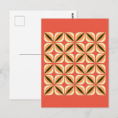 Geometrisch Abstract blad Sinaasappel rood Briefkaart (Voorkant / Achterkant)