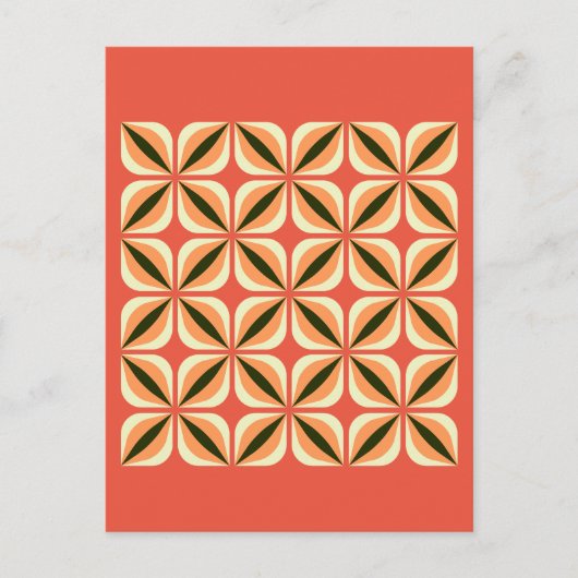 Geometrisch Abstract blad Sinaasappel rood Briefkaart (Voorkant)