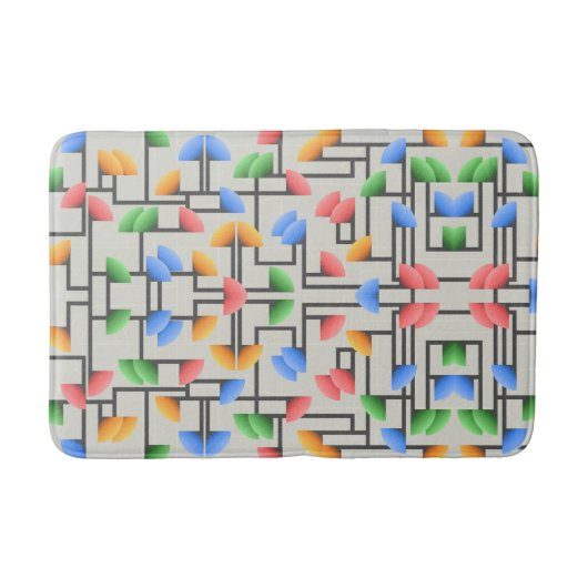 Geometrisch Abstract, blauw, goud, koraal, groen Badmat (Voorkant)