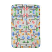 Geometrisch Abstract, blauw, goud, koraal, groen Badmat (Voorkant Verticaal)