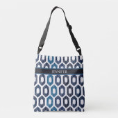 Geometrisch Abstract Blauw Patroon Gepersonaliseer Crossbody Tas (Achterkant)