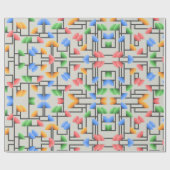 Geometrisch Abstract Blauw Roze Geel Groen Cadeaupapier (Vlak)