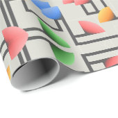 Geometrisch Abstract Blauw Roze Geel Groen Cadeaupapier (Rol Hoek)