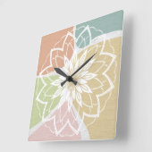 Geometrisch Abstract Bloem Mandala Vierkante Klok (Hoek)