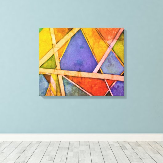geometrisch abstract canvas afdruk (Insitu (Houten vloer))