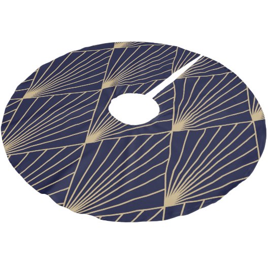 Geometrisch Abstract Donkerblauw Goud Kerstboom Rok (Gekanteld)