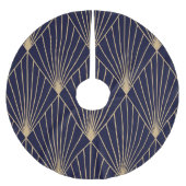 Geometrisch Abstract Donkerblauw Goud Kerstboom Rok (Voorkant)