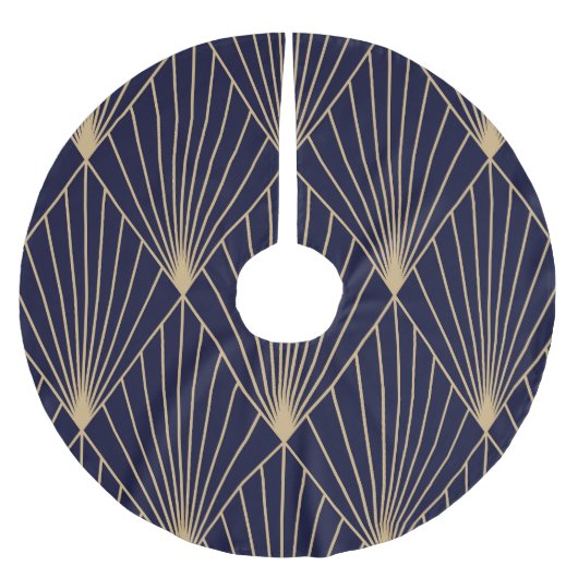 Geometrisch Abstract Donkerblauw Goud Kerstboom Rok (Voorkant)