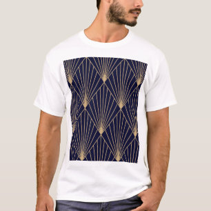 Geometrisch Abstract Donkerblauw Goud T-shirt