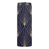 Geometrisch Abstract Donkerblauw Goud Thermosbeker (Achterkant)