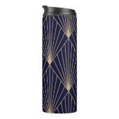 Geometrisch Abstract Donkerblauw Goud Thermosbeker (Geroteerd rechts)