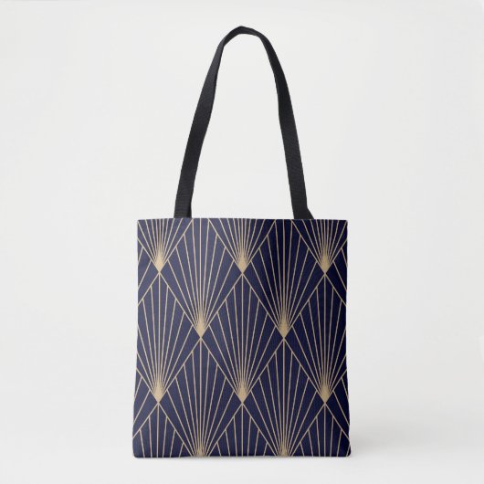 Geometrisch Abstract Donkerblauw Goud Tote Bag (Voorkant)