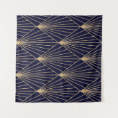Geometrisch Abstract Donkerblauw Goud Wandkleed (Voorkant (horizontaal))