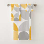 Geometrisch Abstract Geel Grijs Mid Century Modern Bad Handdoek (Insitu)