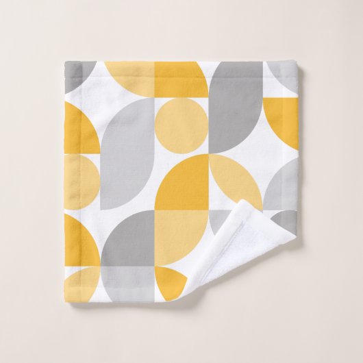 Geometrisch Abstract Geel Grijs Mid Century Modern Bad Handdoek (Wasdoekje)