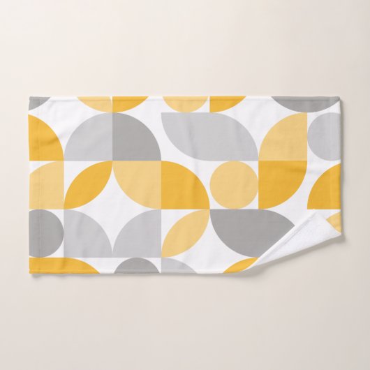 Geometrisch Abstract Geel Grijs Mid Century Modern Bad Handdoek (Handdoek)