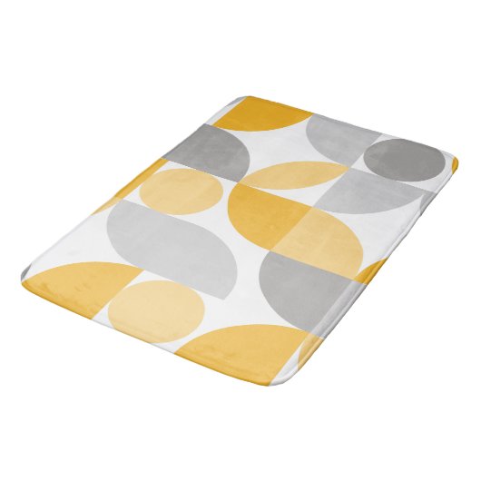 Geometrisch Abstract Geel Grijs Mid Century Modern Badmat (Gekanteld)