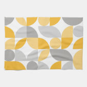 Geometrisch Abstract Geel Grijs Mid Century Modern Theedoek (Horizontaal)