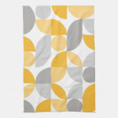 Geometrisch Abstract Geel Grijs Mid Century Modern Theedoek (Verticaal)