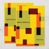 Geometrisch Abstract Groen Sinaasappel Geel Kerstm Feestdagenkaart (Voorkant / Achterkant)